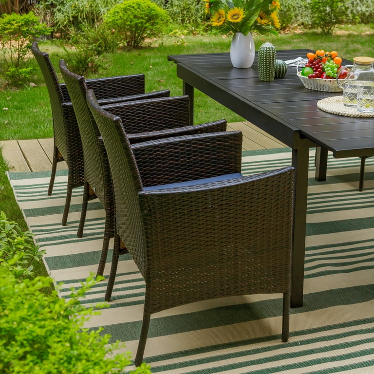 Rattan extending dining table deals
