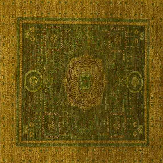 Ahgly Company Indoor Square Abstract Yellow Modern Area Rugs, 4' Square