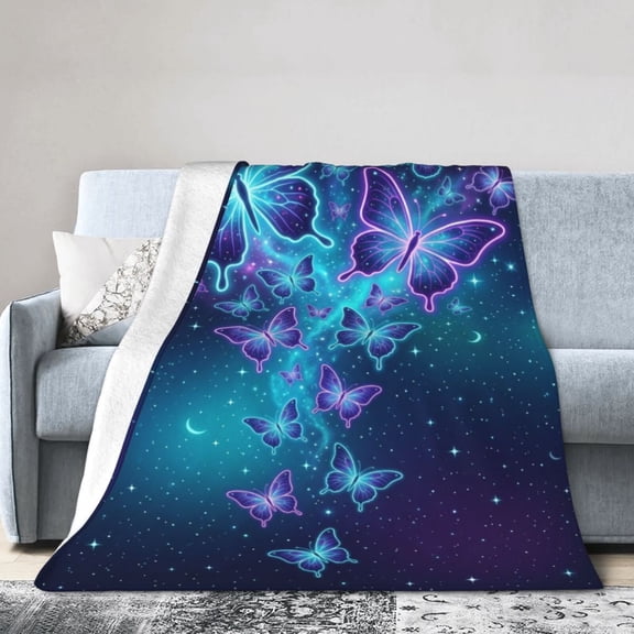 Butterfly Throw Blanket, Ultra Soft Flannel Blanket, Warm Cozy All Season Throw for Sofa, Couch, Chairs and Bed 50x40