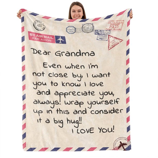 LHSHID Birthday Gifts for Grandma A Heartwarming Hug in a Blanket for Grandma Christmas Day Retirement Gifts for Grandma Blanket 50x60in