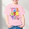 thumbnail image 2 of WAYUTE Girls Short Sleeve T Shirt Top with Number Print for Kids Playful Graphic Tee Soft Versatile Casual Outdoor, 2 of 4