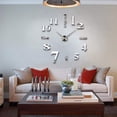 thumbnail image 2 of PULLIMORE Frameless DIY Wall Clock Modern Large 3D Mirror Sticker for Living Room Bedroom Office Home Decoration "Silver", 2 of 8