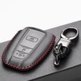 thumbnail image 4 of Vitodeco Genuine Leather Smart Key Fob Case Compatible with Toyota Rav4, Camry, Prius, Highlander, CH-R, Avalon, Toyota 86, Mirai (3 Buttons, Black/Red), 4 of 5