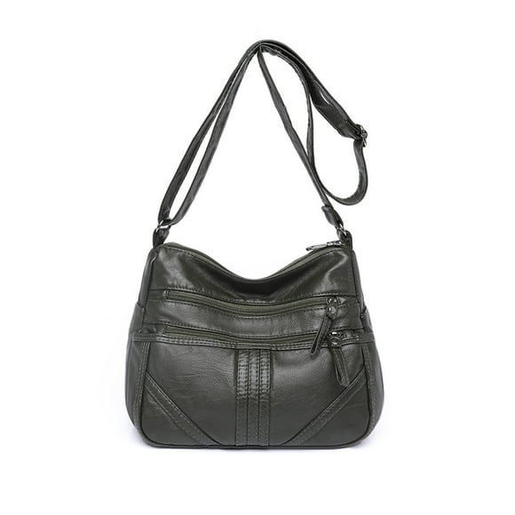 Fashnice Women Shoulder Bags Adjustable Strap Crossbody Bag Large Capacity Soft Purse Multi Pockets Ladies Fashion Metal Zipper Green