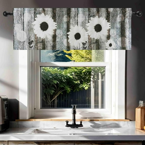 1 Piece Country Farmhouse Kitchen Curtains and Valances Set for Windows Country Themed Style Kitchen Window Curtains Over Sink Decor 18x54 in