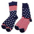 thumbnail image 1 of 2 pares de calcetines de algodón con diseño de rayas y bandera estadounidense. Calcetines de moda para hombre., 1 of 7