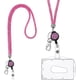 thumbnail image 1 of Cordón de collar de cristal, (rosa melocotón) llavero brillante, porta credencial transparente con cordón de cristal retráctil y porta credencial, para tarjeta de presentación, tarjeta de autobús, 1 of 5
