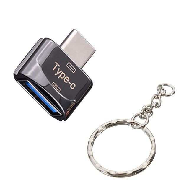 Injueey Mini cámara de teléfono USB 3.1 de alta velocidad de transmisión Lector de tarjetas de memoria TF Adaptador OTG Puerto tipo c Estaciones de acoplamiento para portátiles Negro con cadena