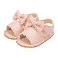 thumbnail image 2 of Linfrsh Baby Girls Sandals Ruffle Bowknot Soft Sole Anti-Slip Open Toe Breathable Summer Outdoor First Walking Shoes Baby Sandals(Pink,Size 6-12 Months), 2 of 4