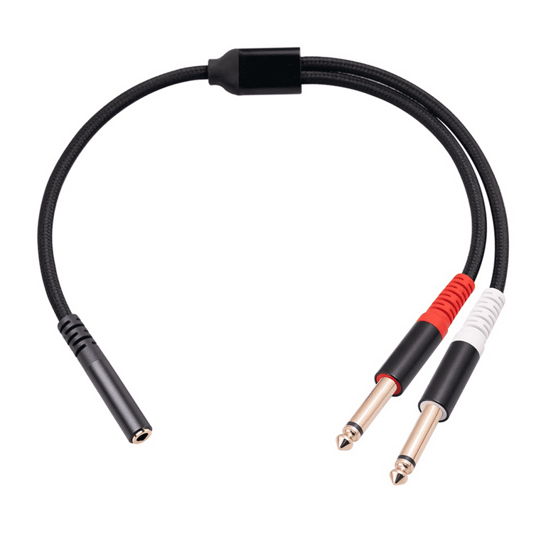 3.5mm To 6.35mm Audio Adapter Cable | 1/8" TS Male To 1/4" TRS Female, 30cm (2 Pack)