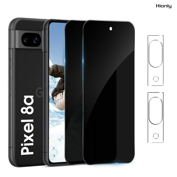 [2 2 Pack] Hionly Compatible with Google Pixel 8A Privacy Screen Protector with Camera Lens Protector