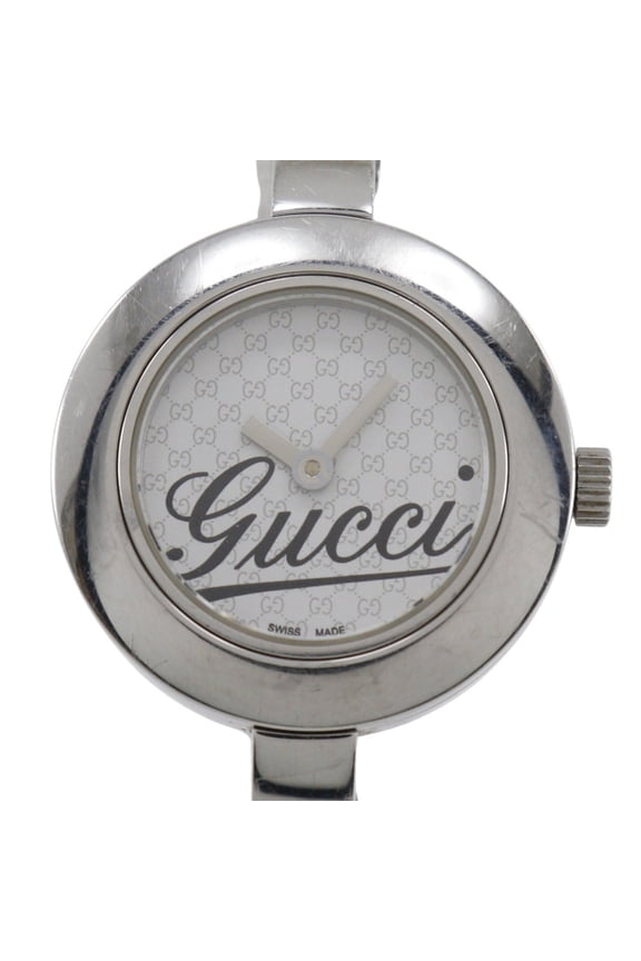 Pre-Owned Gucci G Circle Watch Logo 105 Stainless Steel Quartz Analog Display White... (Fair)