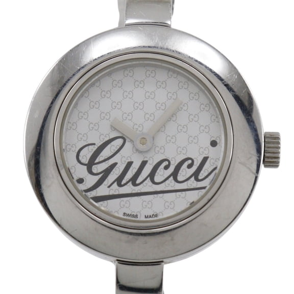 Pre-Owned Gucci G Circle Watch Logo 105 Stainless Steel Quartz Analog Display White... (Fair)