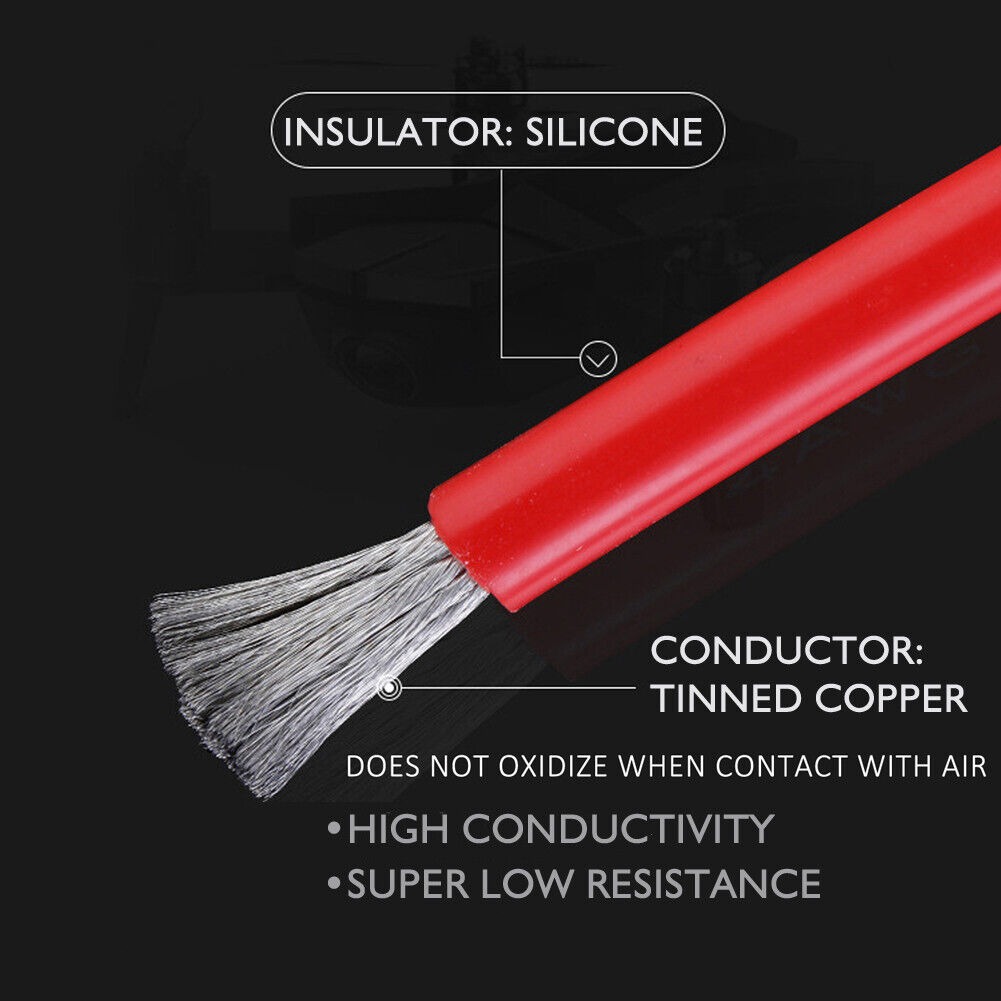 2Pairs Solar Panel Extension Cable with Female & Male Connectors Black+Red PV US