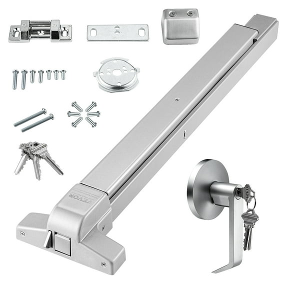 VEVOR Door Push Bar Panic Exit Device, 31” Stainless Steel Commercial Emergency Exit Door Push Bar with Exterior Lever and 3 Keys, Emergency Exit Door Hardware for 30"-36" Metal Wood Door