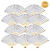 Quasimoon Paper Hand Fans for Women (9-Inch Premium, White, 10-Pack) - Ideal for Wedding and Party Favors, Gifts, and Decorations