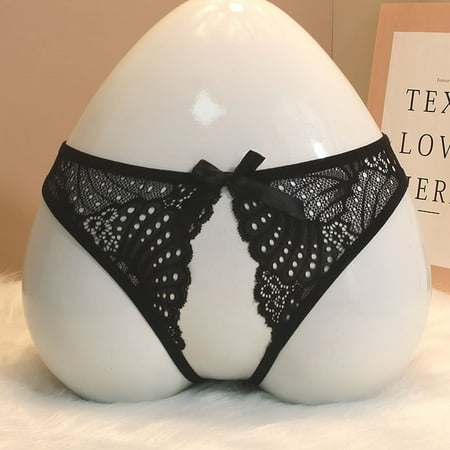 Mother Day Gifts Tawop Black Thong Underwear Women Crotchless Panties Comfortable Sexy Transparent Open Gear Flower Lace Solid Color Briefs