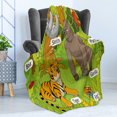 thumbnail image 4 of Educational Soft Flannel Fleece Throw Blanket, Jungle Animals Colorful Funny Hand Drawn Style Zoo Nature Tropical Wildlife, Cozy Plush for Indoor and Outdoor Use, 50" x 60", Multicolor, by Ambesonne, 4 of 5