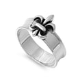 thumbnail image 1 of 925 Sterling Silver Solitaire Fleur De Lis Ring Size 7, 1 of 2