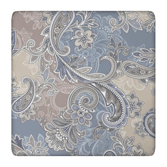 Chic Bohemian Vintage Print Elastic Fitted Tablecloth - Snug Fit Square Table Cover for Outdoor Picnic, Windproof & Wrinkle-Free (36x36 Inches)