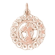 14K Rose Gold Zodiac - Aquarius Pendant - 21 mm