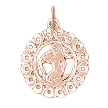 14K Rose Gold Zodiac - Aquarius Pendant - 21 mm