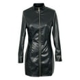 thumbnail image 5 of Enjoytime Long Sleeve Dress for Women Solid Color Slim Bodycon Zip Up Mini Dress Fashion Evening Party Dresses, 5 of 6