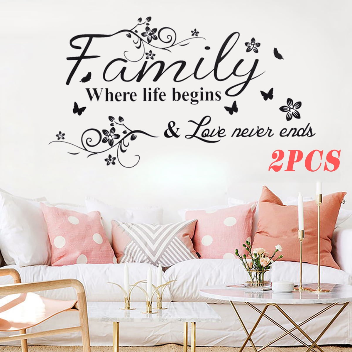 family love tree quotes wall sticker art living room removable decals