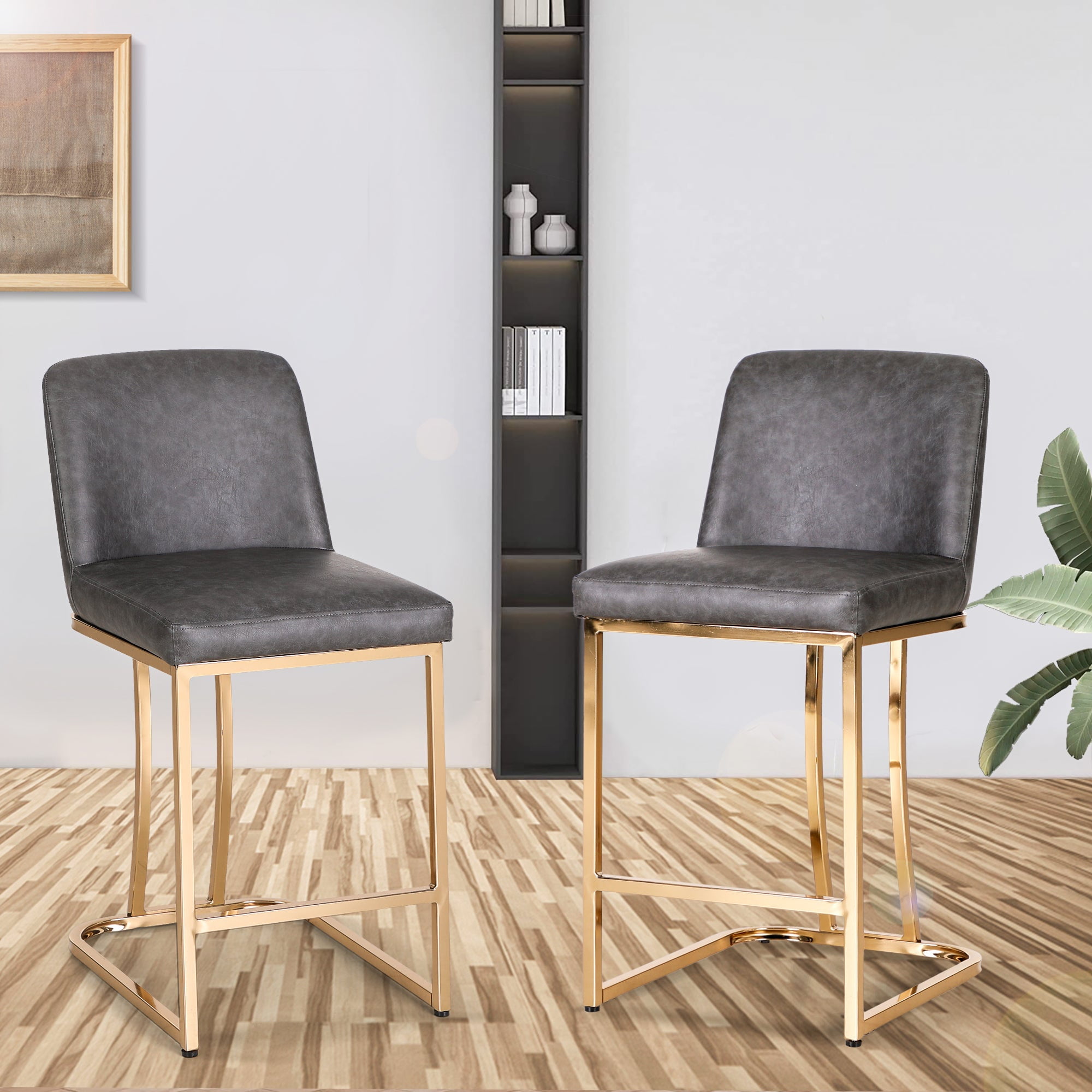 Sophia & William 24" PU Leather Counter Height Bar Stool with Backrest