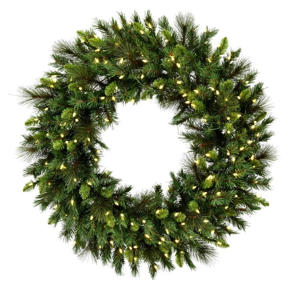 Vickerman 36" Bangor Mixed Pine Artificial Christmas Wreath, Warm White Dura-lit LED Mini Lights