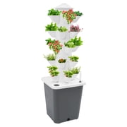 25-Plant Vertical Tower Garden System, Indoor Hydroponic Growing Kit with Pump & Water Level Gauge, Vertical Vegetable Planter for Gardening Enthusiasts（Grey）