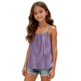 thumbnail image 2 of UACY Girls Camisole Linen Tank Tops for Girl Spaghetti Strap Tank Top Sleeveless Backless Cami Lightweigh Summer Clothes (Purple, 10-11 Years), 2 of 5