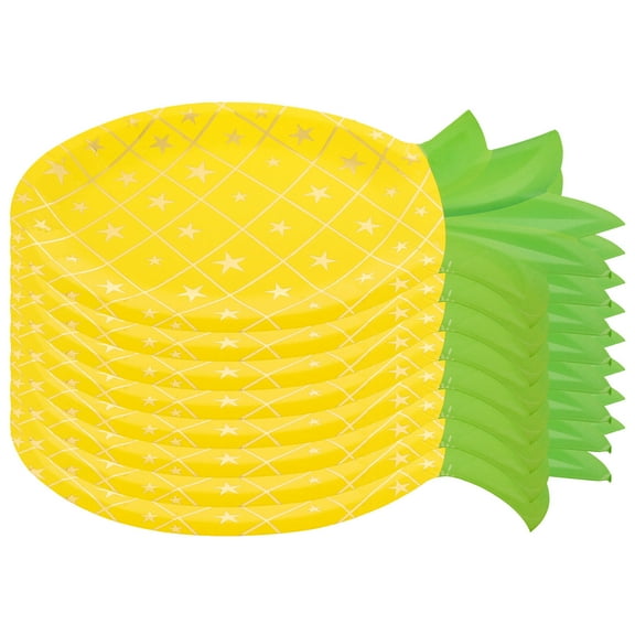 NUOLUX Pineapple Paper Plates Disposable Party Plates Hawaiian Luau Dinnerware for and Birthday Parties