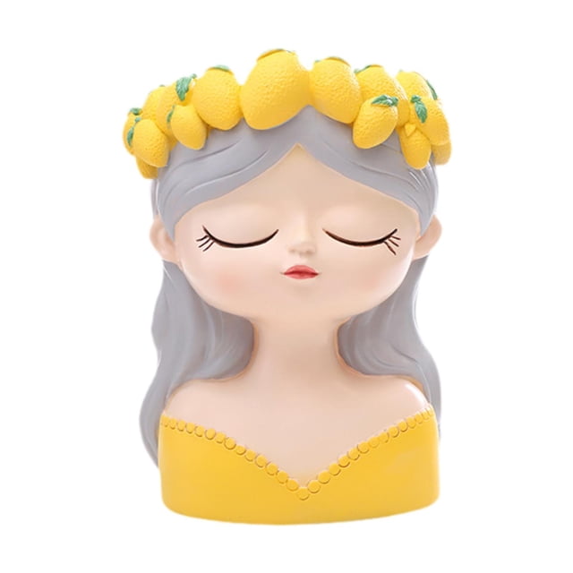 maceta de resina con forma de cara de niña, ideal como regalo de cumpleaños, decoración del hogar, adorno de escritorio, maceta para balcón, Estilo A