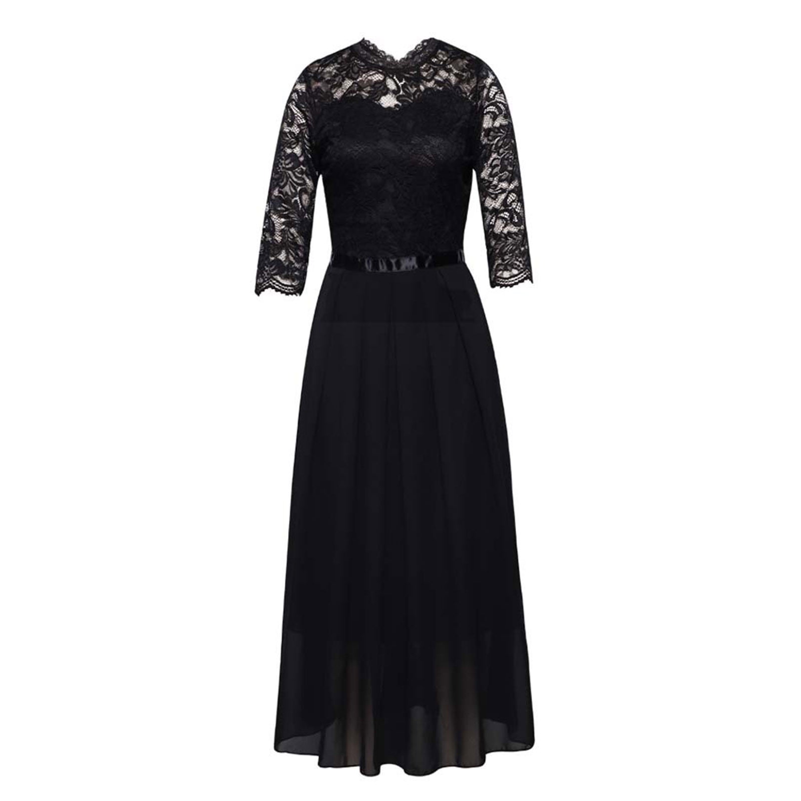 Women 3/4 Sleeve Evening Gown Maxi Dresses Lace Chiffon Elegant Party Cocktail Wedding Guest Long Flowy Dress (Large, Black) - Walmart.com Women 3/4 Sleeve Evening Gown Maxi Dresses Lace Chiffon Elegant Party Cocktail Wedding Guest Long Flowy Dress (Large, Black) - Walmart.com