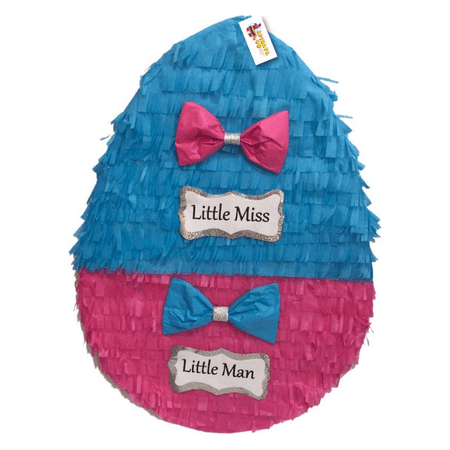 APINATA4U Little Miss Little Man Multicolor Easter Egg Pinata Gender Reveal Party