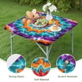 thumbnail image 4 of Colorful Tie Dye Starflower Pattern Square Fitted Tablecloth with Elastic Edge,Square Table Cover,Washable Elastic Table Cover for Home Kitchen Party Decor 34"x34", 4 of 6