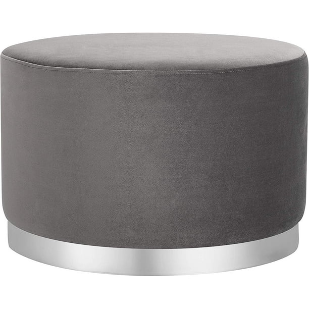 Round Ottoman, Grey