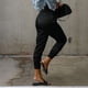 thumbnail image 3 of Joggers de satén para mujer, cintura alta elástica, múltiples bolsillos, pantalones tobilleros cónicos informales, negro S, 3 of 8