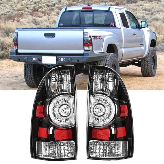 Nilight Taillight Assembly Compatible with Toyota Tacoma 2005 2006 2007 2008 2009 2010 2011 2012 2013 2014 2015 Rear Lamp Replacement Black Housing LED Lens Driver and Passenger Side