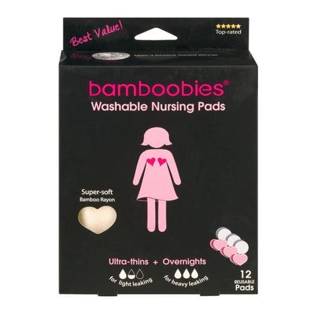 Bamboobies Reusable Washable Nursing Pads Ultra-Thins + Overnights - 12 CT12.0 CT