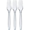 thumbnail image 1 of 100 Clear Heavy Duty Plastic Forks, Heavyweight Plastic Silverware Forks, 1 of 3