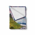 thumbnail image 2 of Iceland Soft Flannel Fleece Throw Blanket, Sunset on Famous Kirkjufellsfoss Waterfall an Evening Scene in a Rural Setting, Cozy Plush for Indoor and Outdoor Use, 70" x 90", Multicolor, by Ambesonne, 2 of 6