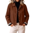 thumbnail image 2 of Umfun Cropped Jackets for Women Collared Button Down Casual Fall Winter Lightweight Coats for Women with Contrast Cuff Detail for Work Office and Daily Wear Activities, 2 of 9