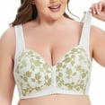 thumbnail image 2 of XFHLMJFF Women's Bra Plus Size No Underwire Floral Printed Vest Lace Front Buckle Button Without Underwire, 2 of 9