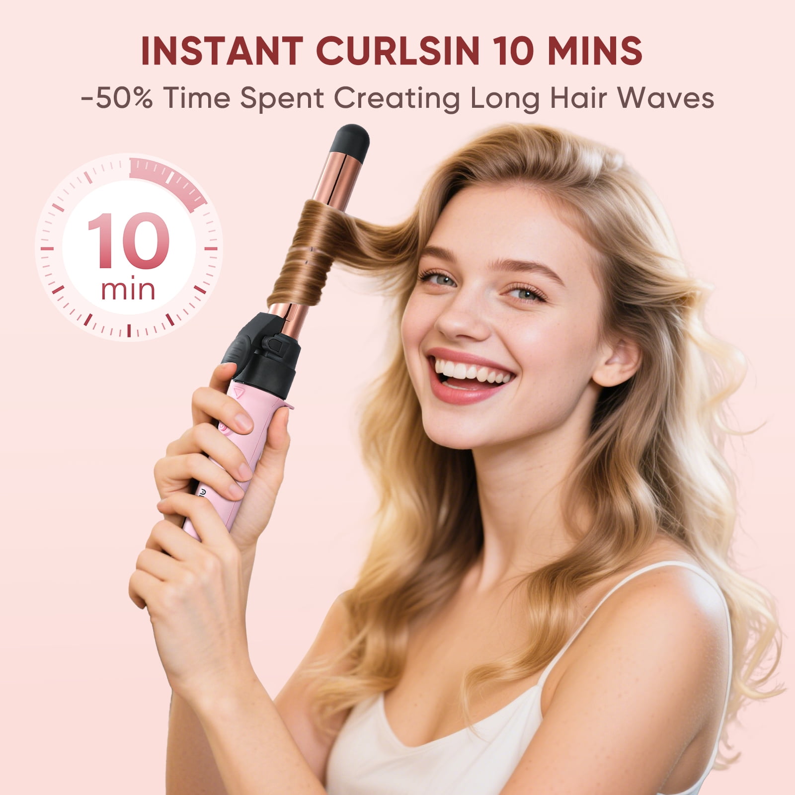 ABNER Rotating Curling Iron Set for Long Hair, Automatic Hair Curler with 3 Sizes Ceramic Barrel 0.75" 1" 1.25" to 430°F with Home Button, Dual Voltage