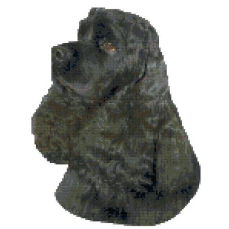 Cocker Spaniel Needlepoint - Black Cocker Spaniel Dog Portrait Counted Cross Stitch Pattern