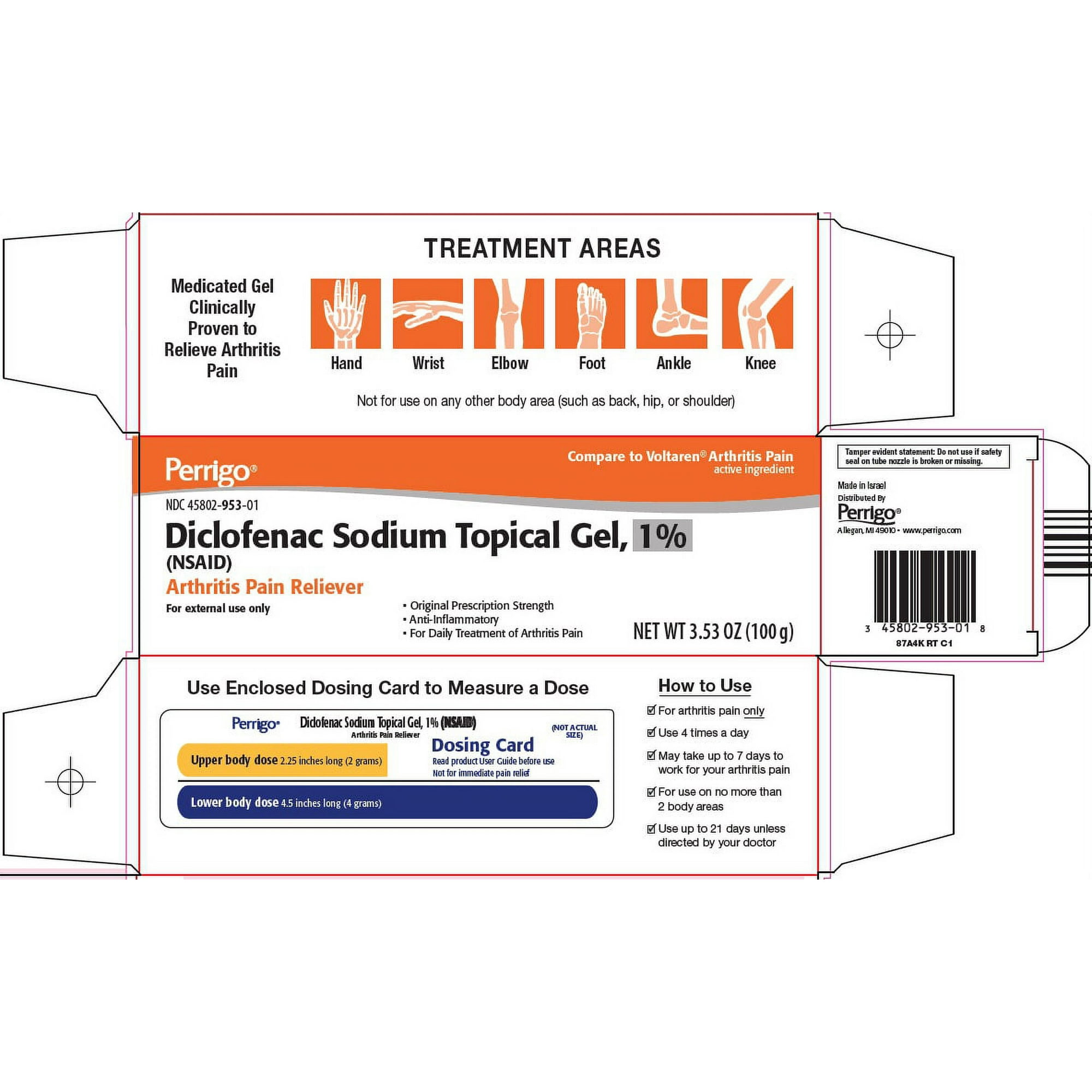 Perrigo Arthritis Pain Reliever, 100g 3.53oz, (Compare to Voltaren)