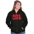 thumbnail image 3 of Give Love Heart Kindness Happiness Womens Plus Size Graphic Zipper Hoodie Brisco Brands 4X, 3 of 5