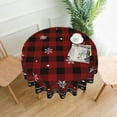 thumbnail image 3 of Christmas Tablecloth, Red Black Buffalo Plaid Round Tablecloth 60 Inch, Winter Snowflake Table Cloth for Rustic Farmhouse Kitchen Decor, Xmas Holiday Outdoor Wipeable Polyester Fabric Table Cover, 3 of 5